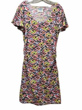 Blue Platypus XL Short Sleeve Geo Print Mini Dress made in USA B12